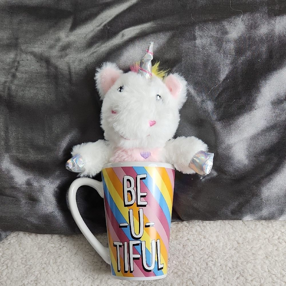 Rainbow Mug with Unicorn Plush